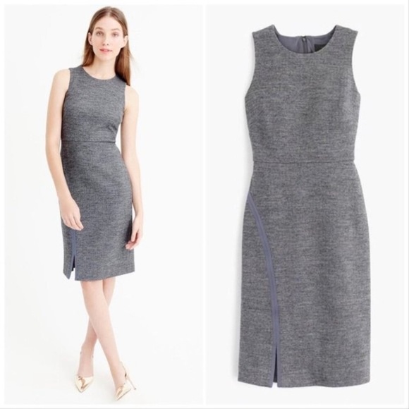 J. Crew Dresses & Skirts - J. Crew Herringbone Preppy Elegant Gray Wool blend Workwear Knee Length Dress